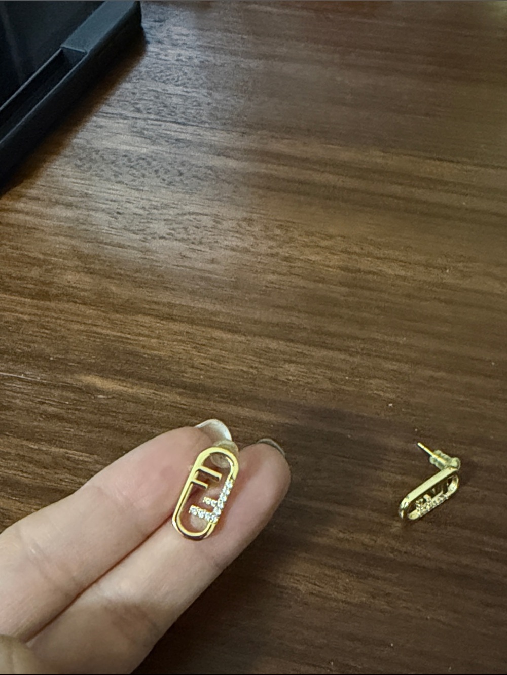 Gold Tone Women's Clip-On Earrings with Crystal Accents - Picture 3 of 6